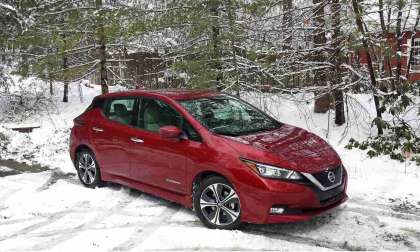 Image of Nissan Leaf in snow by John Goreham