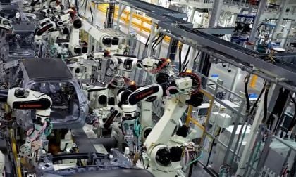 Image shows Mazda and Toyota's Alabama auto plant in action