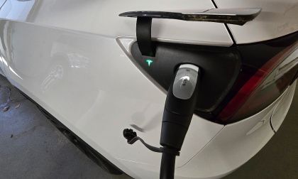 A Tesla is shown charging