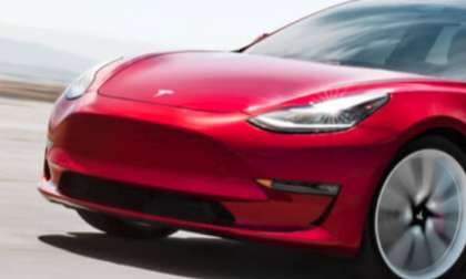 Tesla Model 3 in red