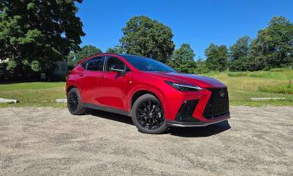 A 2026 Lexus NX is shown in brilliant red