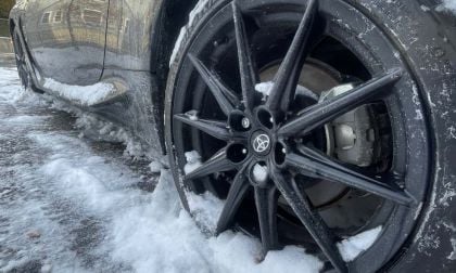 Michelin Pilot Sport All-Season 4 Tires shown in a wintery scene on a Toyota GR86