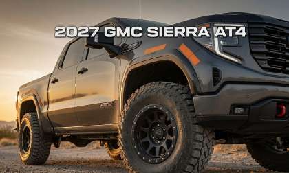 Rendering of the 2027 GMC Sierra AT4 with its upcoming reportedly bigger tires.