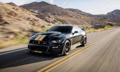 Image showing the 900 horsepower Shelby GT500-H driving on a canyon road.
