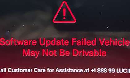 Image showing the "software update failed" warning one Lucid Air owner received after initiating an over-the-air update.