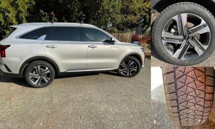 2022 Kia Sorento PHEV with snow tires in close up