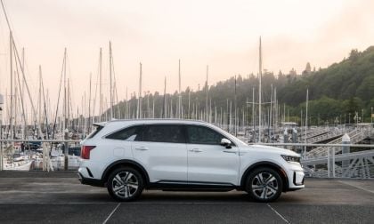 White Kia Sorento PHEV with sailboats in background