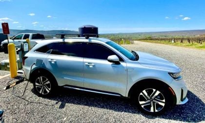 Silver Kia Sorento plug-in hybrid charging