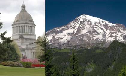 Washington State capital building and Mt. Rainier