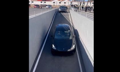 Endless Stream of Tesla's Continuously Going Through Boring Tunnel Loop at Las Vegas