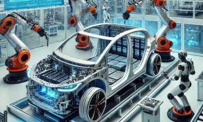 Dall-E Generated Image Of EV Batteries Being Installed In Structural Components