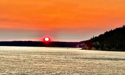 Orange sunset over San Juan Island