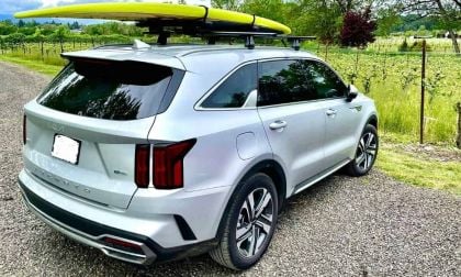 2022 Kia Sorento with Stand Up Paddle Board on roof