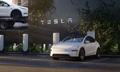 Image of Tesla Model Y with Grok image inserted showing a Model Y being towed away