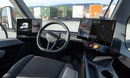Tesla Semi's interior from the driver's seat