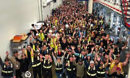 Tesla's 4680 battery cell production team after smashing a new record production