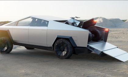 Tesla Cybertruck and Cyber ATV with loading ramp