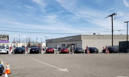 Image of Teslas at supercharger by John Goreham