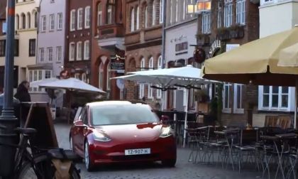 Tesla Model 3 in a European city