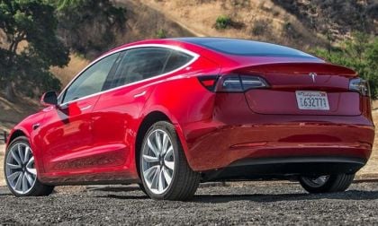 Red Color Tesla Model 3