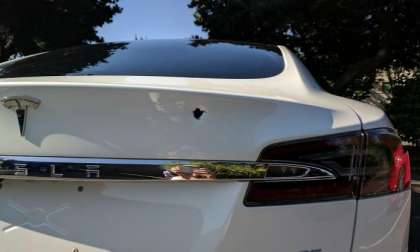 White Tesla Model S Shot
