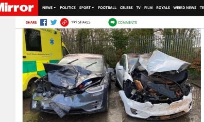 Tesla Model X car saved from a crashing tree in storm Dennis through Autopilot