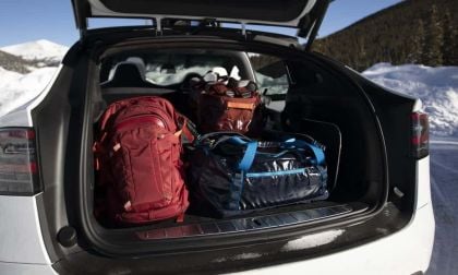 Tesla Model X trunk filled, adventure