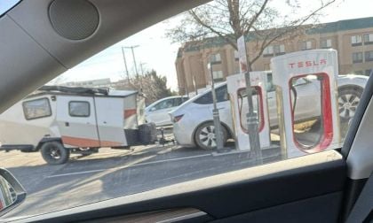 Tesla Pull Through Charging Is Needed as Tesla Drives Well Over Curb In Order To Charge