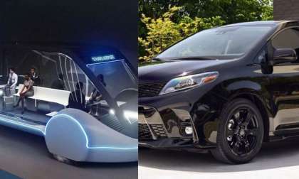Tesla van and Toyota minivan