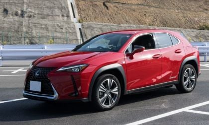 Red Toyota/Lexus UX 300e with manual transmission simulator