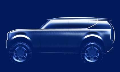 Side view sketch of the upcoming Scout R-SUV from VW