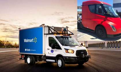 Walmart Gatik self-driving truck and Tesla Semi