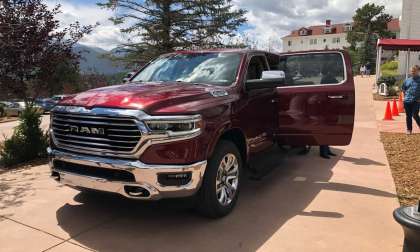 2019 Ram 1500 Longhorn in front of the Stanley Hotel