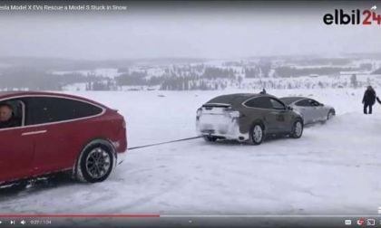 Tesla model x pulling tesla model s