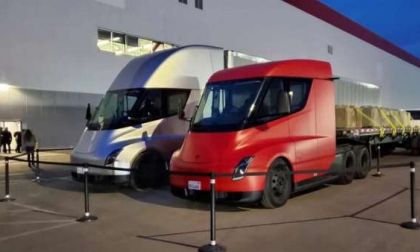 Tesla Semi truck vehicles in display