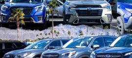 2024 Subaru Forester vehicles on a Subaru dealership parking lot