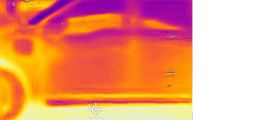 Thermal camera image of Ford F-150 Lightning charging outside in the cold