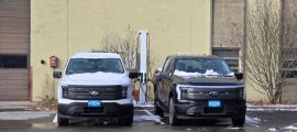 Battery-electric pickup trucks sit idle as gas and diesel trucks clear roadways. 