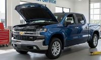 2019 Chevy Silverado in the dealer's service bay