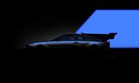 Teaser image of the Alpine A110 GT4 Evo that will take on Pikes Peak later this year. The image shows the outline of a large rear wing and rear fin like those found on WEC prototypes.