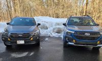 2026 Subaru Forester Wilderness and Crosstrek Wilderness posed side by side - front view