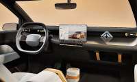Unique rendering of an interior of VW ID1 from VW with a Rivian's logo in it as it will use RV Tech software