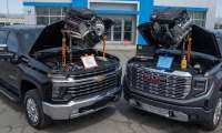 Silverado and Sierra trucks with their engines on the top of their hoods