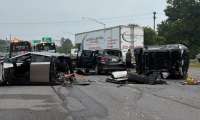 Tesla Cybertruck split in half after a crash, where the cabin is intact and occupants left with minor injuries only.