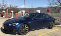 Tesla Model S Battery Charging at Supercharger