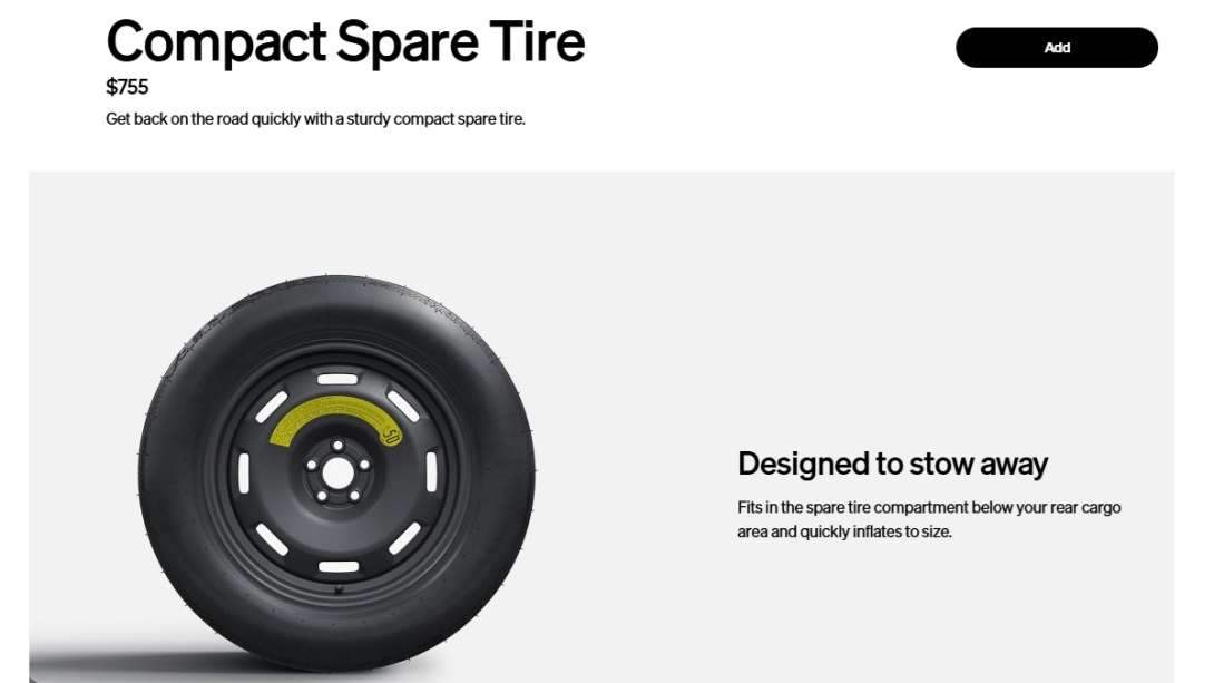 Rivian's R2 spare tire is shown