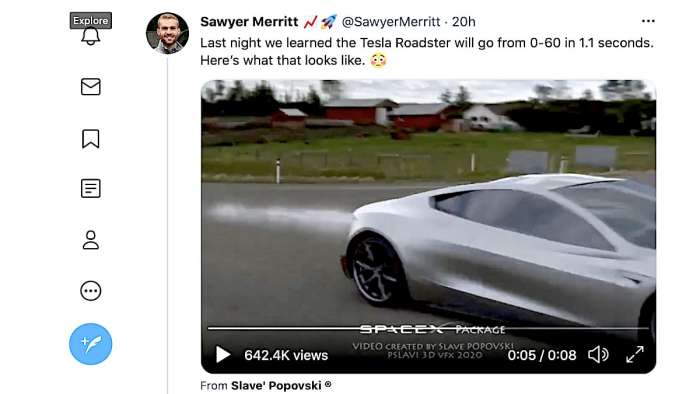 Recent tweet about Rocket Powered Roadster