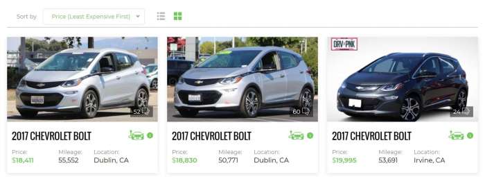 used 2017 chevy bolt evs for sale