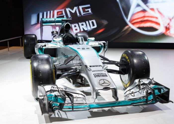  Mercedes AMG Petronas W05 Hybrid Formula 1 car in action